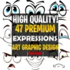 47 Face Expressions Art Graphic Design