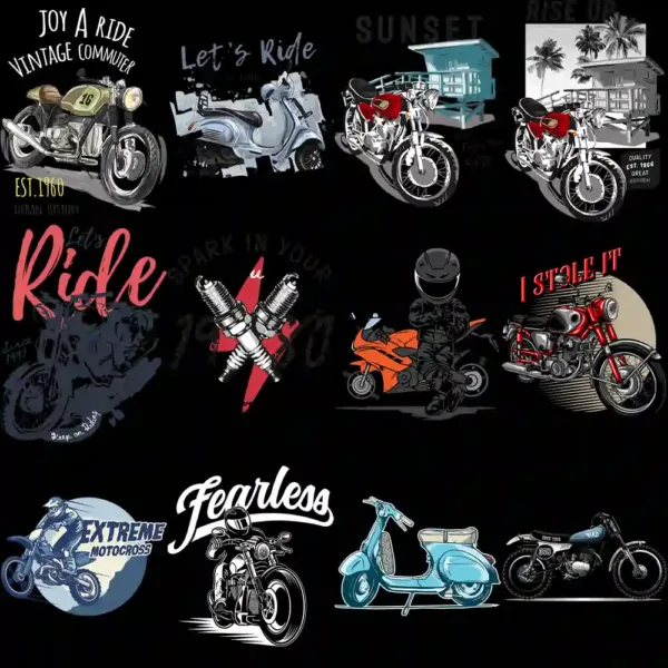 122 Premium MOTORBIKE Clipart Graphic Design