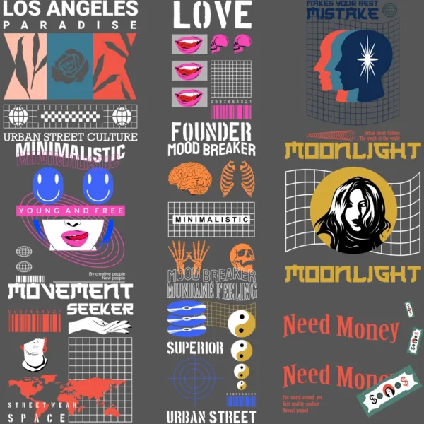 100 Streetwear T-shirt Designs Bundle
