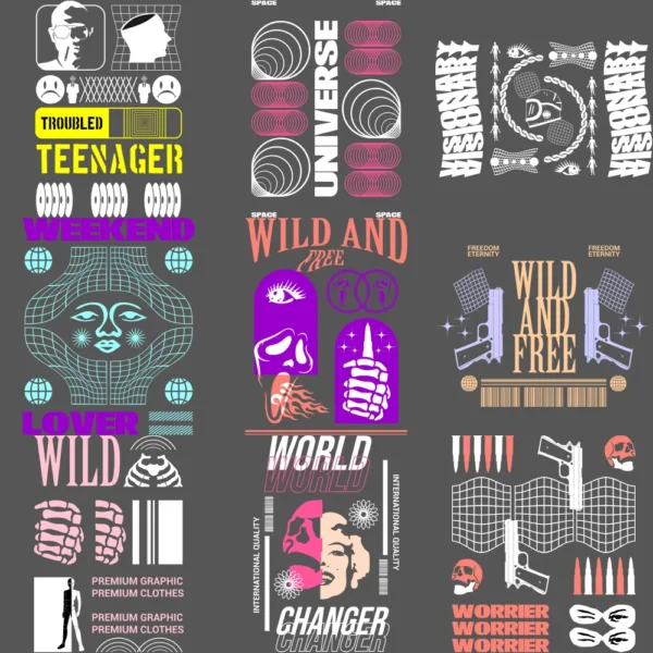 100 Urban Streetwear T-shirt Designs Bundle